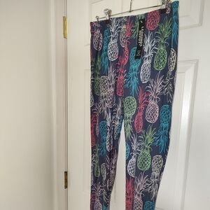 Pineapple Print Leggings - Navy with Multicolor Pineapples